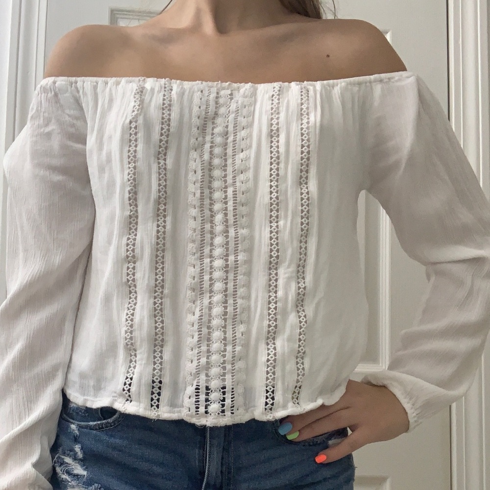 Hollister White Off The Shoulder Top
